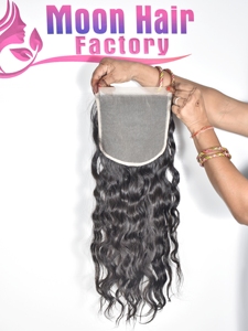 Cheveux indiens bruts de meilleure qualité directement du temple indien 100% fermeture de cheveux bruts non traités ondulés doux soyeux naturels à la recherche de vente - Product Image 2