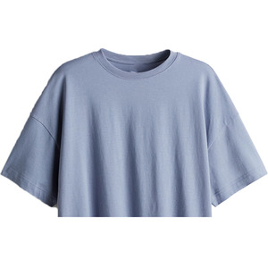T-shirt décontracté pour homme de grande taille, logo personnalisable de haute qualité, devant uni, couleur ciel, 220 g/m², 100 % coton biologique respirant - Product Image 4