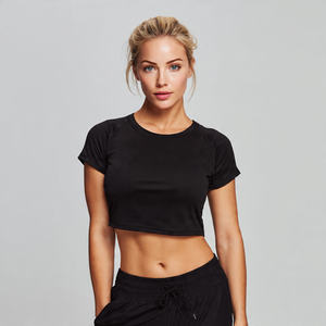 Camiseta Corta Deportiva Estampada 100% Poliéster para Mujer, Tops Cortos Sublimados para Yoga, Camiseta Corta Estampada de Manga Corta para Mujer - Product Image 6