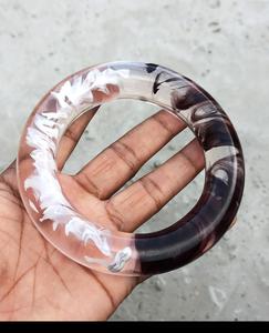 Premium Resin Bangle in Glossy Design Round Shape Resin Bangle With Brass Strip on Edges Black Color for <b>Women</b> Tradnary - Product Image 5