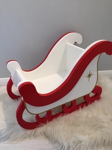 Trineo de madera pequeño para la decoración del hogar de Navidad Artesanía de madera hecha a mano Trineo decorativo de Navidad - Product Image 5
