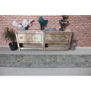 Tapis turc, tapis de couloir vintage 1,6x11,2 pieds, tapis abstrait bleu gris - Product Image 3