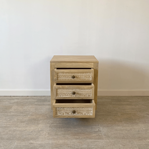 Table de chevet en bois de manguier de Minorque, fabrication artisanale, design moderne, avec tiroir de rangement, pour chambre à coucher, salon, appartement, hôpital - Product Image 5