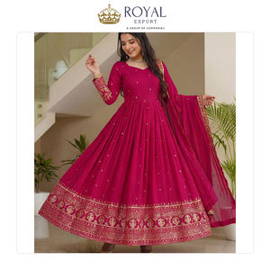 Prix raisonnable pour une tenue traditionnelle indienne de la meilleure qualité, magnifique soie Vichitra lourde avec broderie, costume Anarkali - Product Image 6