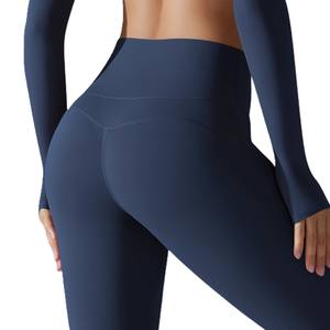 Femmes Gym Fitness soutien-gorge haut taille haute Yoga pantalon ensemble XL taille à manches longues jambières d'entraînement Shorts deux pièces vêtements d'entraînement - Product Image 4