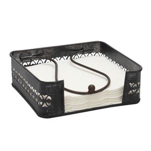 Boîte à mouchoirs en métal noir de style vintage, de forme carrée, pour la décoration de la table des hôtels et des cafés. - Product Image 1