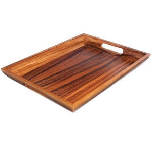 Plateau de service en bois rectangulaire au design moderne Plateau en bois d'acacia massif naturel en gros Technique de gravure écologique - Product Image 1