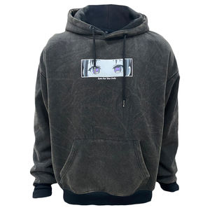 Sweat-shirt à capuche personnalisé lavé, logo imprimé OEM, rétro, surdimensionné, en coton, pull décontracté, sweat-shirt délavé pour hommes - Product Image 1