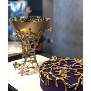 Quemador Bakhoor con acabado dorado de latón de lujo, cuenco decorativo para servidor, elegante soporte de exhibición de Metal con detalles de hojas, el mejor precio - Product Image 1