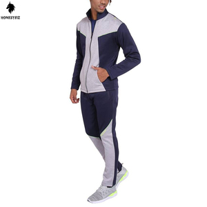 ชุดวอร์มวิ่งของผู้ชายชุดฝึกออกกำลังกายทำด้วยผ้าขนสัตว์เอวยางยืดแบบแบนสไตล์ด้านหน้า - Product Image 3