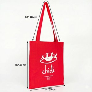 Bolsa de Mano Roja Personalizada de Lona de Algodón Premium de 300 GSM, 14x16 Pulgadas, con Impresión de Logotipo Personalizado, Bolsas Reciclables - Product Image 2