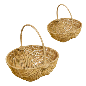 Cesta de picnic de cosecha de ratán tejida ecológica de Vietnam con asas fáciles de transportar para recoger frutas y almacenar alimentos - Product Image 1