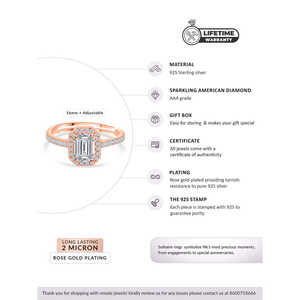 Anillo ajustable de 1,5 quilates American Diamond Halo Color oro rosa - Product Image 5