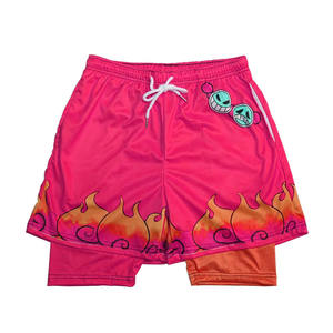 Wholesale Gym Shorts For Adult Running Short Sport Double <b>Layer</b> Elastic Waist Active Workout Shorts With Sublimation Design - Product Image 2