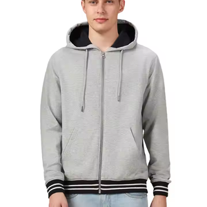 Sweat à capuche zippé épais unisexe en molleton/éponge française, couleur unie, séchage rapide, respirant, décontracté, hiver - Product Image 1
