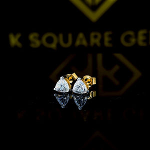 Trillion Moissanite Pendientes para regalo de boda, Incoloro Trillion Moissanite Stud Pendientes, 10K Oro Joyería regalo para novia - Product Image 4