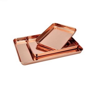 Copper Plated Customizable Serving <b>Tray</b> with Handle Round Simple Design Hammered Style for Home & Restaurant Use - Product Image 2