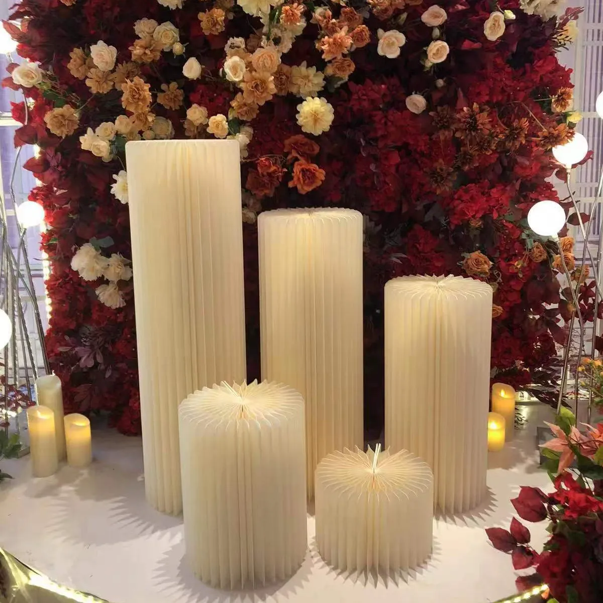 Cylindre blanc circulaire colonne ronde gâteau support fer Dessert Table bienvenue fête mariage décorations socle
