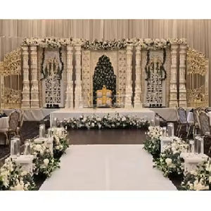 Configuración de escenario de grandeza para boda bengalí, Asiático americano telón de fondo de boda, escenario Popular y la mejor decoración interior, escenario de boda - Product Image 1