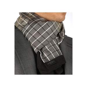 Echarpe double face à carreaux blancs beiges - Product Image 1