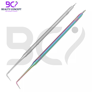 Meilleure vente peigne court outils de séparation des cils en acier inoxydable outils de levage à pointe incurvée pour la coiffure des cils couleur crème - Product Image 2