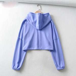 Oferta Caliente: Sudadera Corta con Cremallera para Mujer, 100% Algodón, Anti-Pilling, Transpirable, Cuello Alto, Manga Larga, Varios Colores - Product Image 6