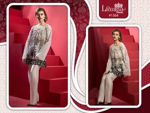 Traje Salwar Indio de Diseño Étnico Moderno, Nuevo, Hecho a Mano, Kurti, Pantalón y Dupatta para Mujer, con Bordado en Organza, Estilo Pakistaní - Product Image 3