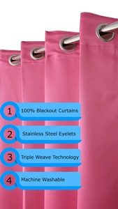 Hot Selling 100% Blackout Curtains Tricot Breathable Lightweight Triple Weave Solid Drape <b>Fabric</b> Plain Style Noise-Reducing - Product Image 2