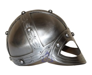 Casque d'armure de roi guerrier spartiate fabriqué à la main avec finition argentée parfait pour le casque portable Cosplay casque d'armure de loup Viking - Product Image 1