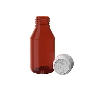 Botella de jarabe de PET Embalaje de plástico 100mL Cuadrado redondo con tapa CR Ámbar Mejor precio Servicio OEM ODM de Vietnam Factory M0772 - Product Image 2