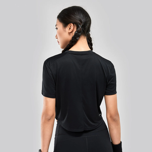 Top corto deportivo OEM para mujer, Camiseta holgada con estampado de logotipo personalizado y función antibolitas, Top corto de verano para gimnasio y yoga - Product Image 3