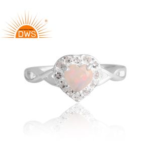 Nuevo diseño elegante Plata de Ley 925 ópalo etíope Natural y topacio blanco anillo de piedras preciosas diseño personalizado joyería para mujeres - Product Image 3