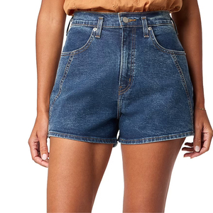 Short en jean bleu pour femme 100% coton Style décontracté, short de style droit écologique pour femme - Product Image 1