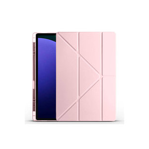 เคส Netzy สีโรสโกลด์สำหรับ Galaxy Tab S9 Ultra ดีไซน์พับสามตอน พร้อมช่องใส่ปากกาและขาตั้ง ผลิตจากวัสดุ TPU และ PU - Product Image 2