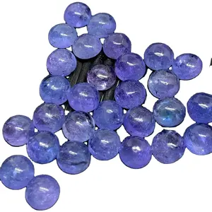 Blue Tanzanite Round Shape 6mm To 10mm Smooth Cabochon Loose Precious Cut Stones For Jewelry
