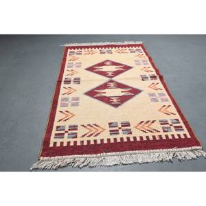 พรมตุรกี ขนาด 2.5x4.1 ฟุต สีเบจ ขอบสีเบจ ทำจากขนสัตว์ - Product Image 2