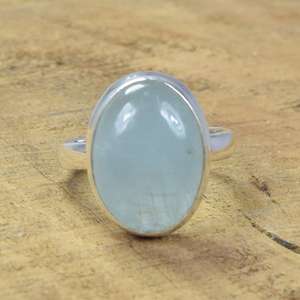 Anillo de Aguamarina, Plata de Ley 925, Gema Ovalada, Joyería Hecha a Mano, Regalo de Piedra Natal de Marzo para Mujer - Product Image 5