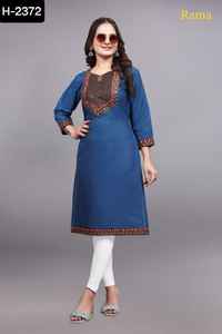 Designer de Style indien et pakistanais femmes portent des collections de séquences de broderie Cottobn Kurtis pour vêtements décontractés Salwar Kameez - Product Image 4