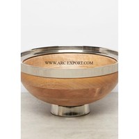 Mangkuk hidangan makanan atas meja kayu bambu desainer standar dengan Stan metalik kualitas Premium mangkuk makanan dapur ukuran besar