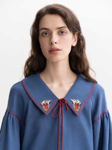 Chemise à manches courtes pour femme, boutonnée, brodée, tissée, décontractée, été, hiver, coton, coupe classique - Product Image 2