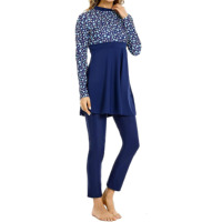 Maillot de bain 2 pièces grande taille pour femmes musulmanes arabes, avec paréo, imprimé devant, séchage rapide, imperméable et anti-plis