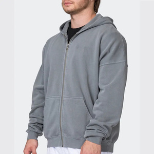 Nouveauté Automne Hiver Hommes Sweat à capuche zippé en coton mélangé Basiques Surdimensionné Épais Sweat à capuche entièrement zippé 500GSM 100% coton - Product Image 3