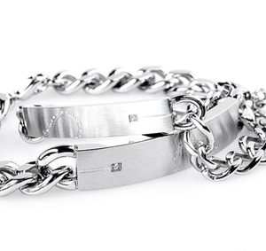 ODM OEM ที่กําหนดเอง 316L สแตนเลสสร้อยข้อมือคู่เครื่องประดับโซ่สร้อยข้อมือ 925 - Product Image 1