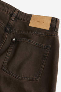 Pantalon en denim lavé à l'acide taille haute pour femme Style Baggy personnalisé Vintage ample ajusté marron foncé uni blanc pour l'hiver - Product Image 5