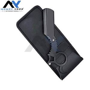 Mango de inserción de dedo profesional, maquinillas de afeitar de borde recto de peluquero de fabricación alemana, Shavette de garganta con corte de dragón negro - Product Image 2