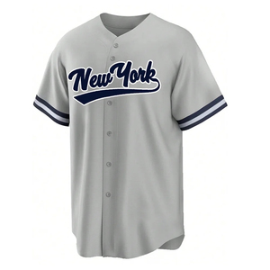 Maillot de baseball personnalisé sublimé avec nom du joueur, manches courtes, col en V, respirant, 100 % fibre de polyester, pour équipe - Product Image 1