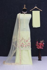 Nuevo vestido de diseñador para mujer estilo Bollywood Sahara con elegante bordado floral, semicosturado. - Product Image 4