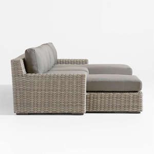 Abaco Contemporary Outdoor Double Chaise Sectional <b>Sofa</b> Resin Wicker Canvas Charcoal for Sunbrella Cushions <b>Rattan</b> for Dining - Product Image 4