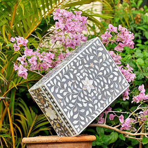 Boîte d'incrustation d'os dernière conception pour boîte à bijoux décorative étagère d'incrustation d'os faite à la main verte pour la maison boîte de décoration pour la vente chaude - Product Image 6