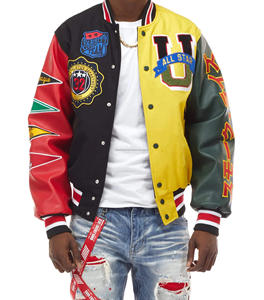 Chaqueta Universitaria de Invierno para Hombre, Estilo Urbano, Cuello Alto, Multicolor, Bordada, Unisex, Ecológica - Product Image 3